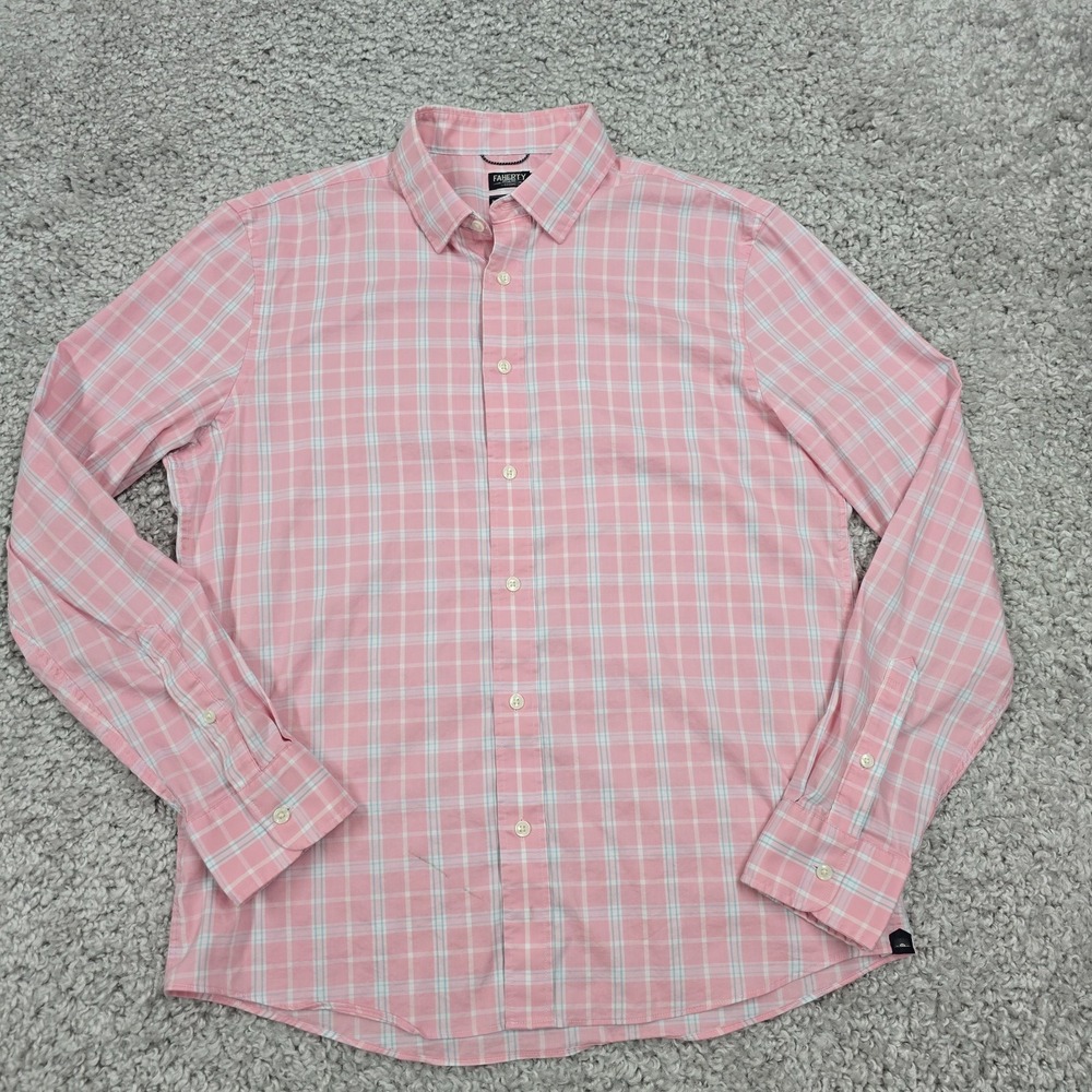 Faherty Mens Plaid Button Down Movement Shirt Size Large Casual Preppy